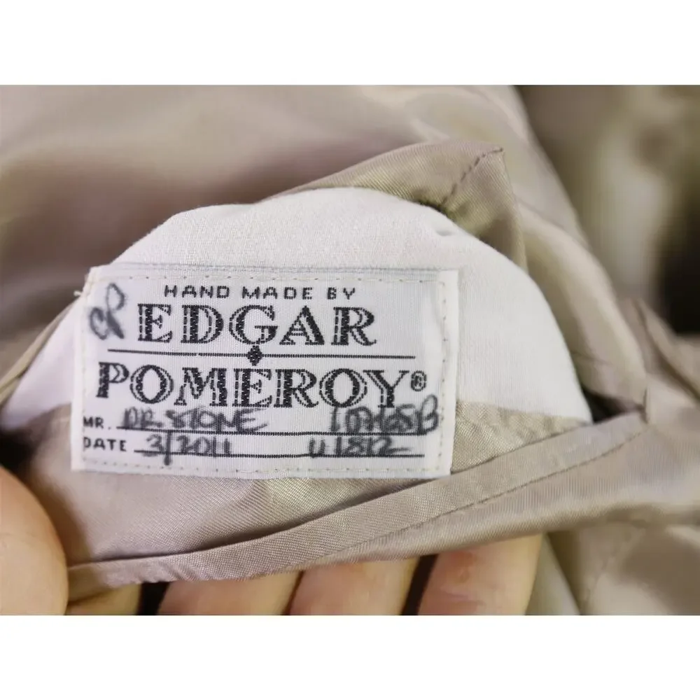 Edgar Pomeroy Bespoke Light Olive Wool Handmade Suit 38S